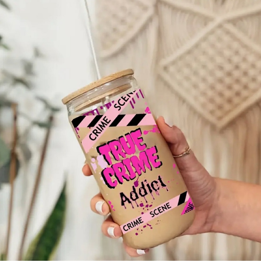 True Crime Addict Custom Glass Cup